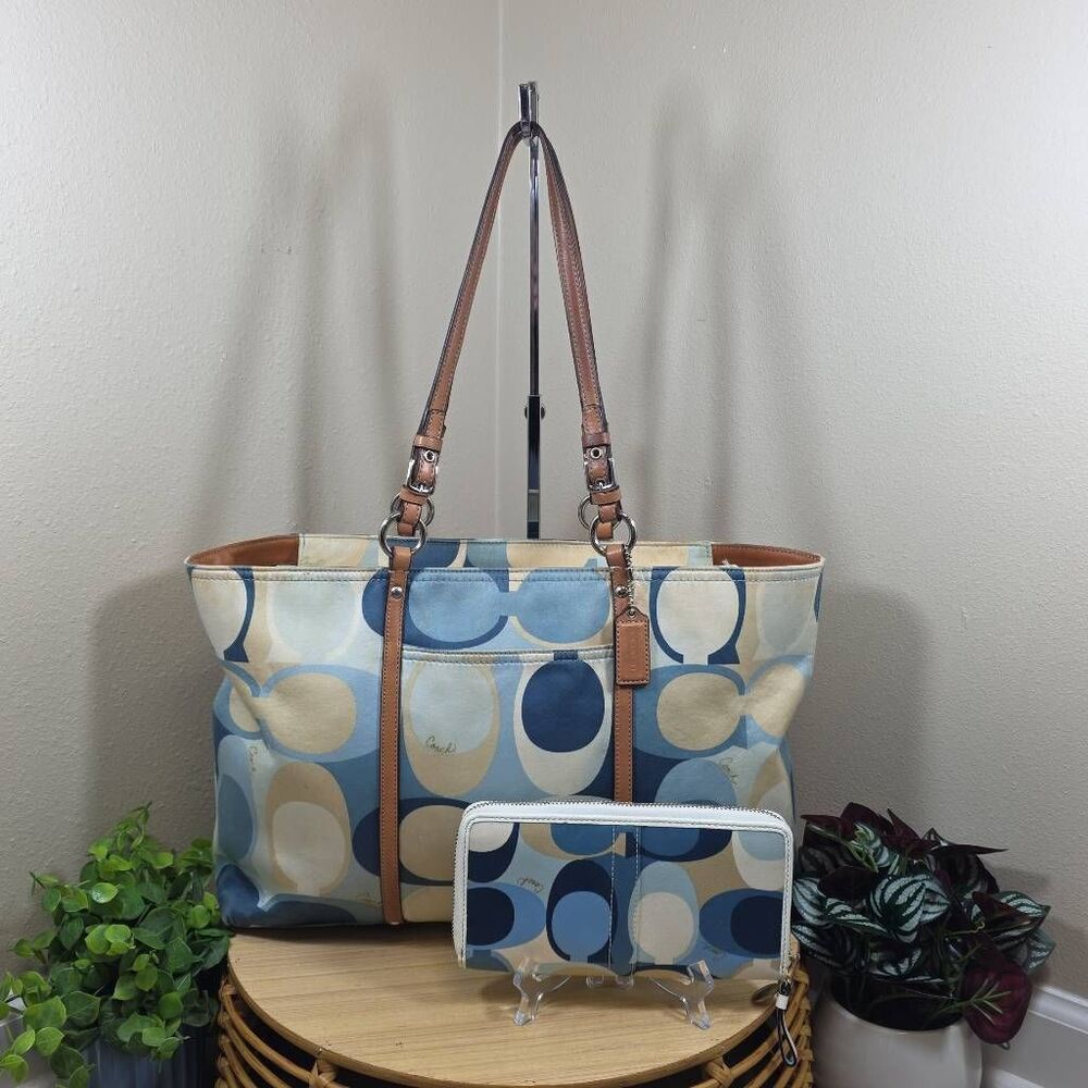 Coach Signature Scarf Print Tote | Matching Wallet